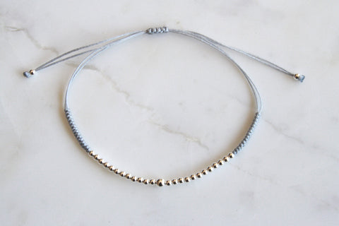 Cordel-Armband mit Silber925 Perlen plus Focal-Perle in Silber925